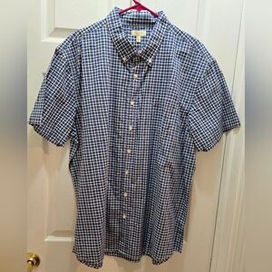 Sonoma Men's Blue and White Checkered Button-Down Shirt Xxl